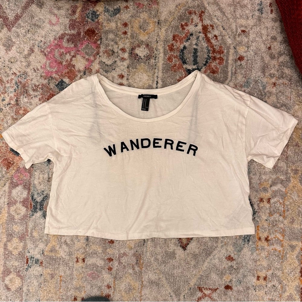 Forever 21 White Wanderer Crop Top